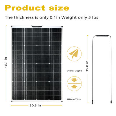 175W Waterproof Flexible Monocrystalline Solar Panel For Curved Flexible Surfaces